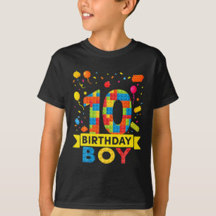 10 Year Old Building Blocks 10th Birthday Boy T-Shirt