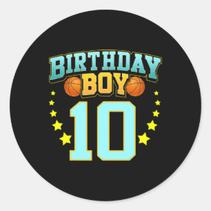 10 Year Old Bysketbyll Player 10th Birthday Party Classic Round Sticker
