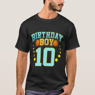10 Year Old Bysketbyll Player 10th Birthday Party T-Shirt