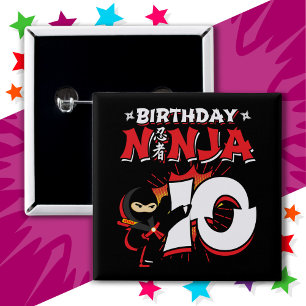 10 Year Old Comic Book Style Ninja 10th Birthday 15 Cm Square Badge