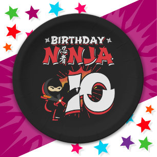 10 Year Old Comic Book Style Ninja 10th Birthday Paper Plate
