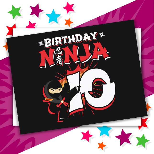 10 Year Old Comic Book Style Ninja 10th Birthday Postcard (Creator Uploaded)