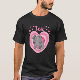 10 Year Old Cute Elephant Birthday Girl 10th B Day T-Shirt