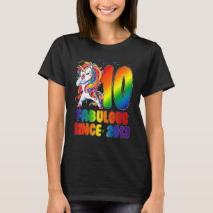 10 Year Old  Fabulous Since 2013 10th Birthday Uni T-Shirt