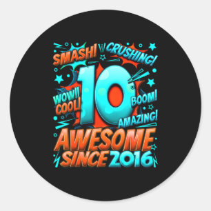 10 Year Old For Boys 10th Birthday Boy 10 Year Old Classic Round Sticker
