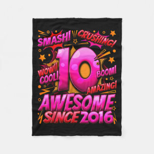 10 Year Old For Boys 10th Birthday Boy 10 Year Old Fleece Blanket
