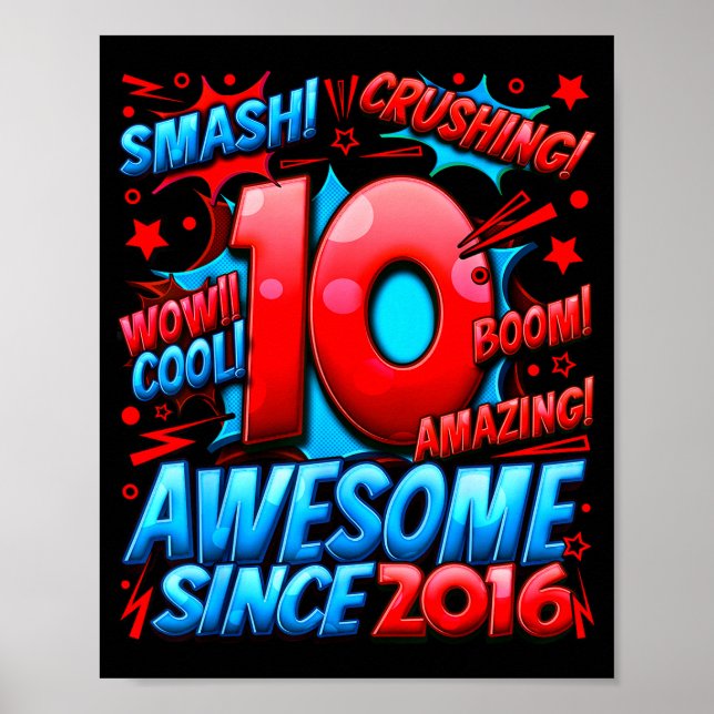10 Year Old For Boys 10th Birthday Boy 10 Year Old Poster (Front)