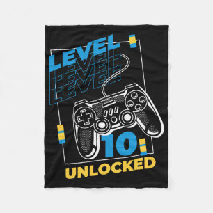 10 Year Old Gamer Gaming 10th Birthday - Level 10 Fleece Blanket