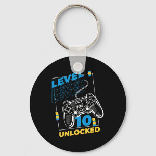 10 Year Old Gamer Gaming 10th Birthday - Level 10  Key Ring