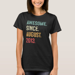 10 Year Old Gift Awesome Since August 2013 10th Bi T-Shirt