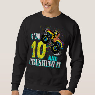 10 Year Old Girl 10th Birthday Monster Truck Boy C Sweatshirt