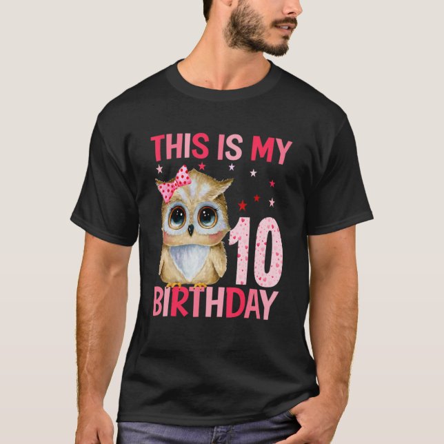 10 Year Old Girl Girls Owls Owl 10th Birthday 1 T-Shirt (Front)