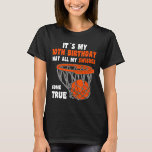 10 Year Old Happy 10th Birthday Basketball 10th Bi T-Shirt