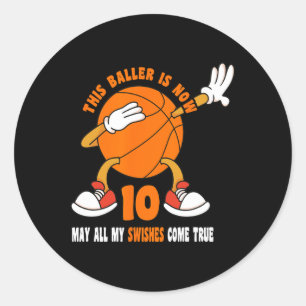 10 Year Old Happy 10th Birthday Bysketbyll 10th Bi Classic Round Sticker