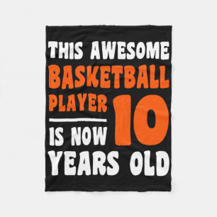 10 Year Old Happy 10th Birthday Bysketbyll 10th Bi Fleece Blanket