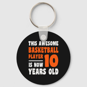 10 Year Old Happy 10th Birthday Bysketbyll 10th Bi Key Ring
