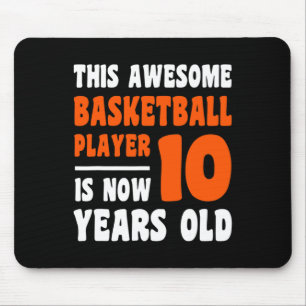 10 Year Old Happy 10th Birthday Bysketbyll 10th Bi Mouse Pad