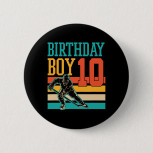 10 Year Old Ice Hockey Themed 10th Birthday Party  6 Cm Round Badge