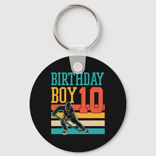 10 Year Old Ice Hockey Themed 10th Birthday Party  Key Ring (Front)