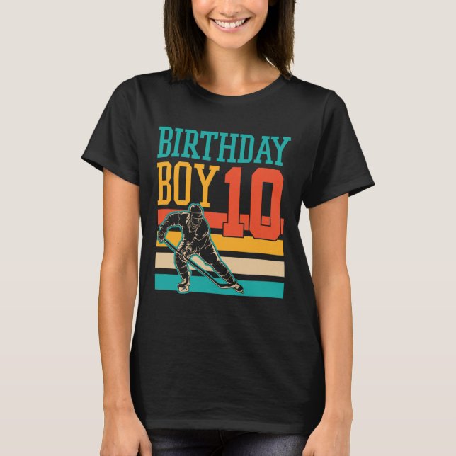 10 Year Old Ice Hockey Themed 10th Birthday Party  T-Shirt (Front)
