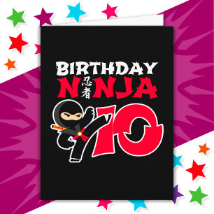 10 Year Old Karate Ninja Party Kids 10th Birthday Card