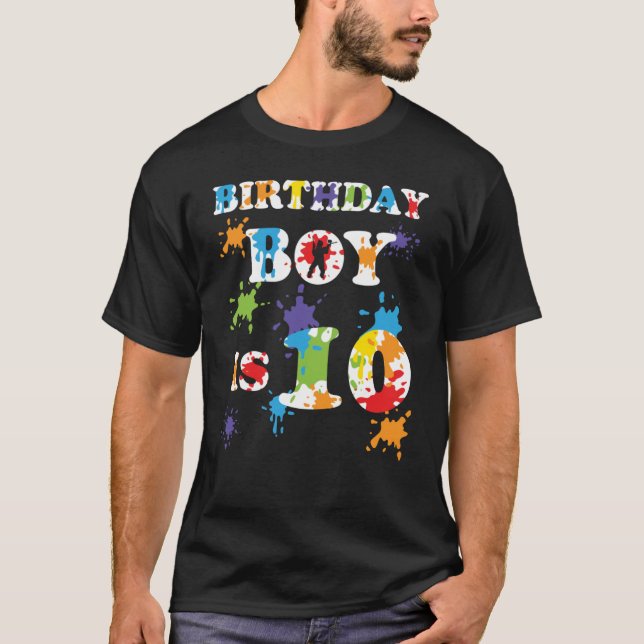 10 Year old Paintball Birthday Party 10th Birthday T-Shirt (Front)