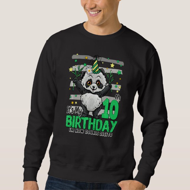 10 Year Old Panda 10th Birthday Girl Boy Panda Bir Sweatshirt (Front)