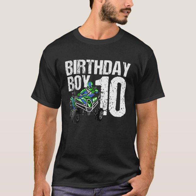 10 Year Old Quad Birthday Party ATV 4 Wheeler 10Th T-Shirt (Front)