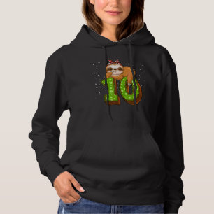 10 Year Old Sloth 10th Birthday Girl Party Cute Sl Hoodie