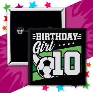 10 Year Old Soccer Football 10th Birthday Girl 15 Cm Square Badge