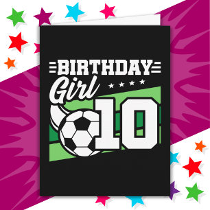 10 Year Old Soccer Football 10th Birthday Girl Card