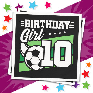 10 Year Old Soccer Football 10th Birthday Girl Napkin
