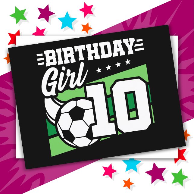 10 Year Old Soccer Football 10th Birthday Girl Postcard (Creator Uploaded)