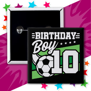 10 Year Old Soccer Football Kids 10th Birthday Boy 15 Cm Square Badge
