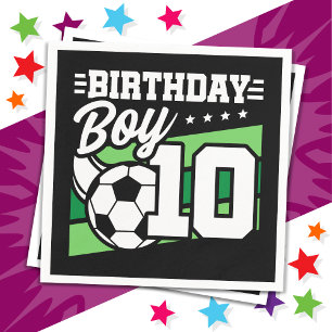10 Year Old Soccer Football Kids 10th Birthday Boy Napkin