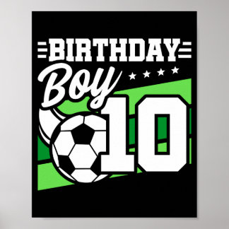 10 Year Old Soccer Football Kids 10th Birthday Boy Poster