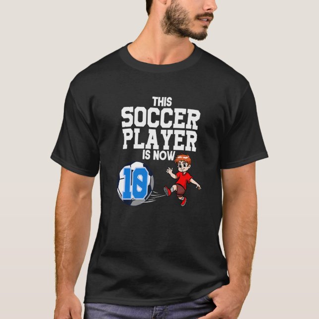 10 Year Old Soccer Player Boy Soccer Birthday Prem T-Shirt (Front)