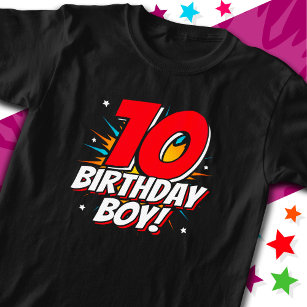 10 Year Old Superhero Birthday Boy 10th Birthday T-Shirt