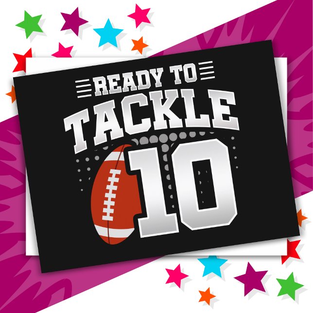 10 Year Old Tackle Football Party 10th Birthday Postcard (Creator Uploaded)