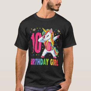 10 Year Old Unicorn Dabbing 10Th Birthday Girl Uni T-Shirt