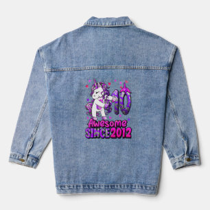 10 Year Old Unicorn Floss 10th Birthday Girl Unico Denim Jacket