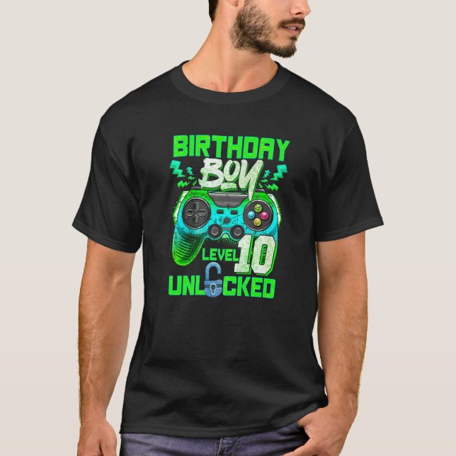 10 Year Old Video Games Gaming Level 10 Birthday B T-Shirt (Front)