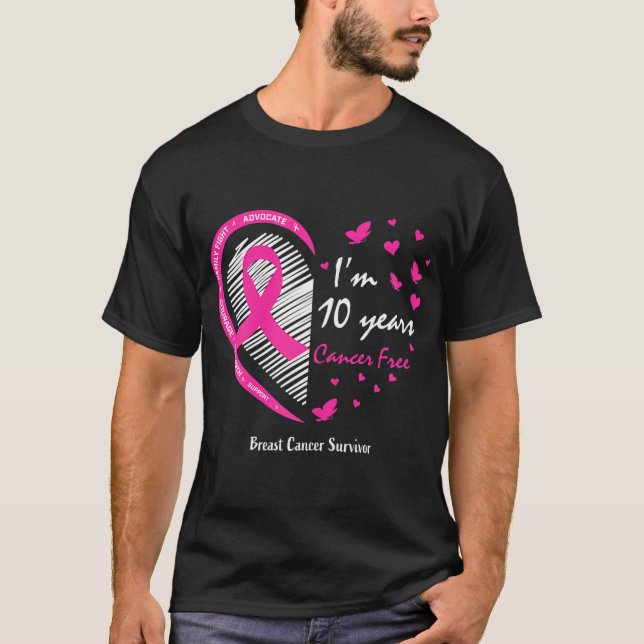10 Year Survivor Women Mum Pink Breast Cancer T-Shirt (Front)