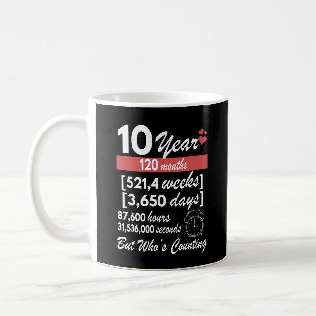 10 Year Wedding Anniversary Coffee Mug (Left)