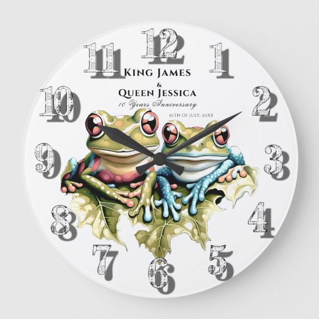 10 Year Wedding Anniversary Garden Casual Party Large Clock (Front)