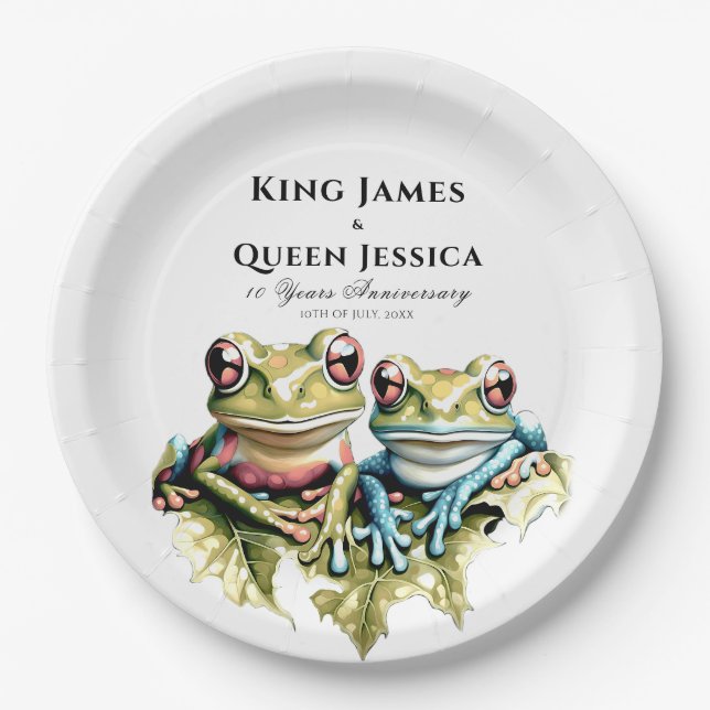 10 Year Wedding Anniversary Garden Casual Party Paper Plate (Front)