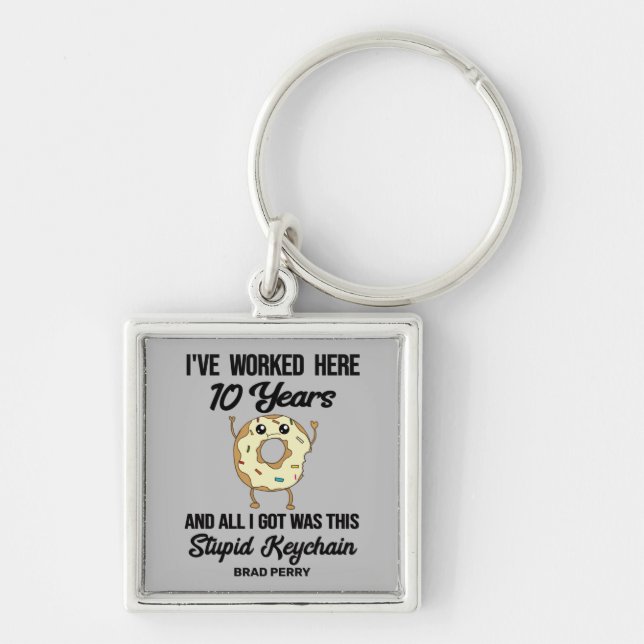 10 Year Work Anniversary Personalised with Name Key Ring (Front)