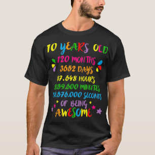 10 Years 120 Months Birthday Math Nerd Geeky Girl  T-Shirt