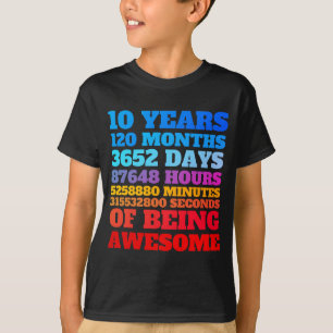 10 Years 120 Months Birthday Of Being Awesome T-Shirt