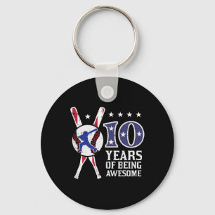 10 Years Being Awesome Bysebyll Flag 10th Birthday Key Ring
